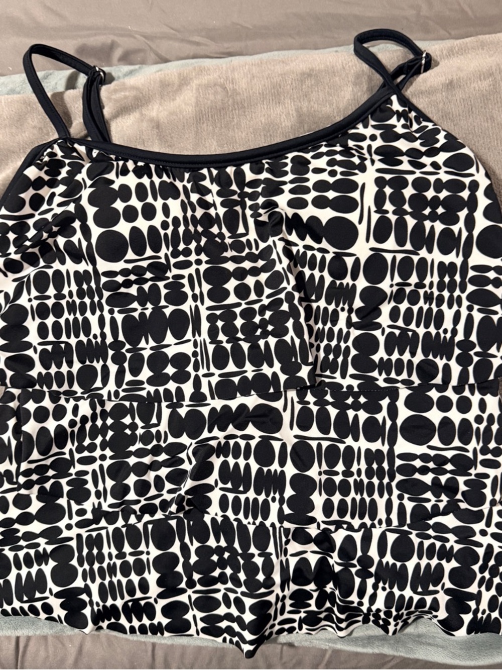 Black and White Geometric Tankini Top